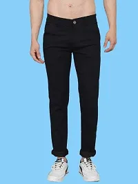 Stylish Black Polycotton Solid Mid-Rise Jeans For Men-thumb2