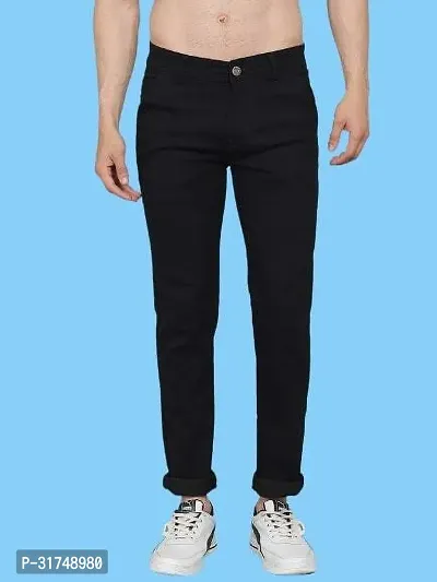 Stylish Black Polycotton Solid Mid-Rise Jeans For Men-thumb3