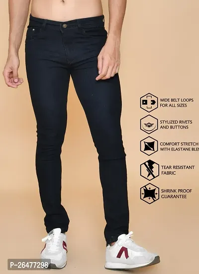 Stylish Black Denim Mid-Rise Jeans For Men-thumb0