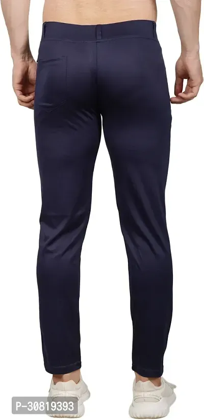 Mevan Stylish Blue Lycra Blend Solid Regular Fit Trouser For Men-thumb2