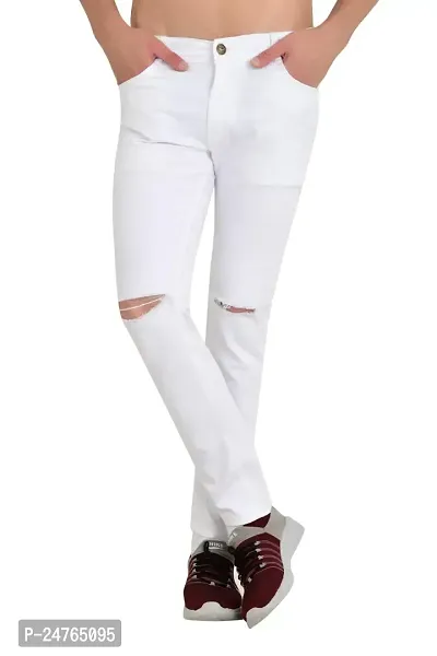 COMFITS Men's Regular Tapered Slit Cut Slim Fit Jeans (36) White-thumb0