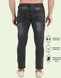 Stylish Grey Cotton Blend Solid Mid-Rise Jeans For Men-thumb2