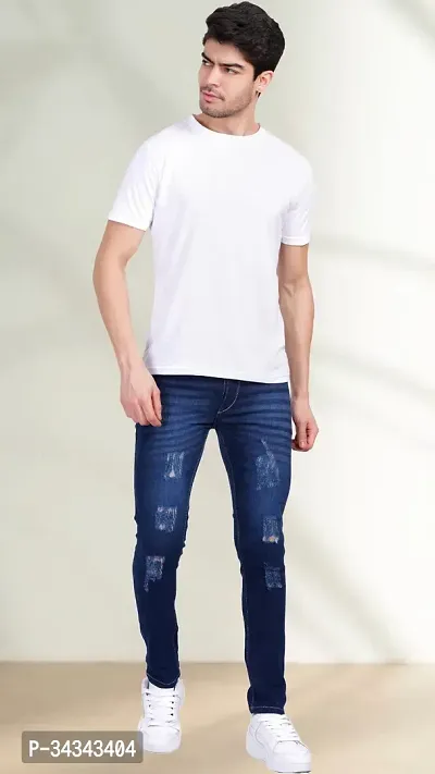 Stylish Blue Denim Solid Jeans For Men-thumb3