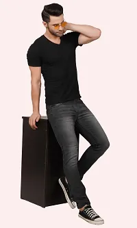 Stylish Cotton Blend Slim Fit Jeans For Men-thumb2