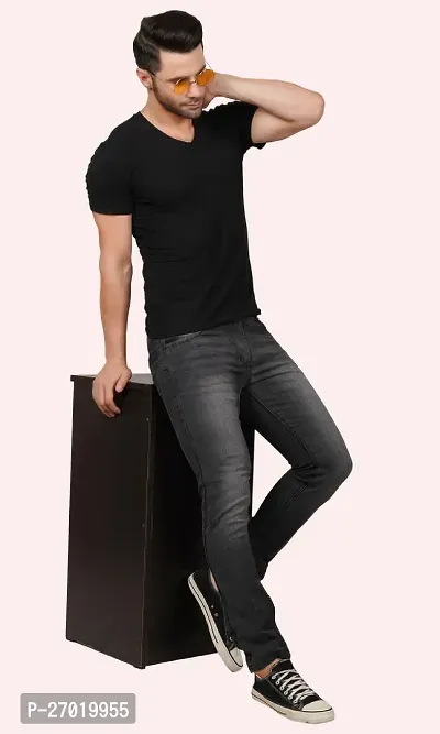 Stylish Cotton Blend Slim Fit Jeans For Men-thumb3