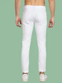 Stylish White Solid Slim Fit Denim Jeans For Men-thumb1