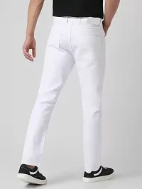 Stylish White Denim Solid Regular Fit Jeans For Men-thumb1