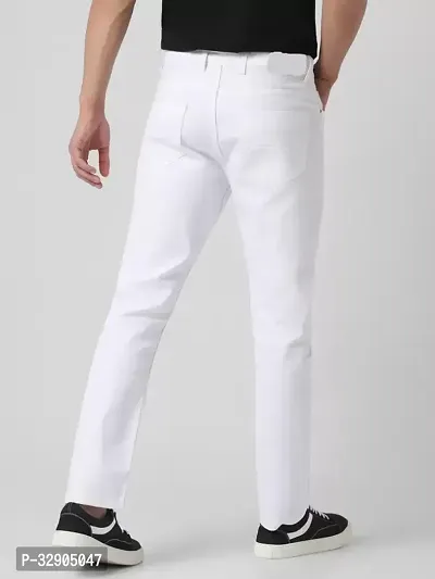 Stylish White Denim Solid Regular Fit Jeans For Men-thumb2