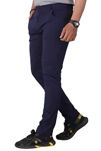 Mevan Stylish Blue Lycra Blend Solid Regular Fit Trouser For Men-thumb1