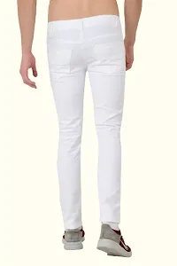 Stylish White Cotton Blend Solid Mid-Rise Jeans For Men-thumb1