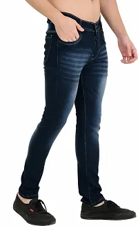 Classic Blue Cotton Blend Solid Jeans For Men-thumb2