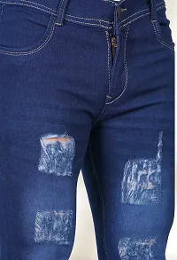 Elegant Blue Denim Distress Mid-Rise Jeans For Men-thumb3