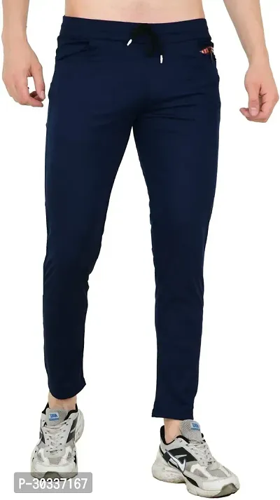 Mevan Comfortable Blue Polyester Spandex Regular Track Pants For Men