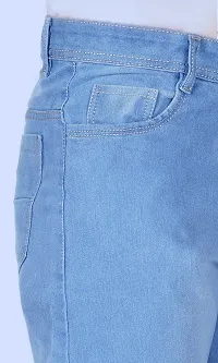 Stylish Blue Denim Solid Mid-Rise Jeans For Men-thumb4