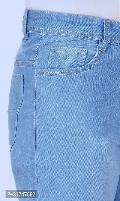 Stylish Blue Denim Solid Mid-Rise Jeans For Men-thumb5