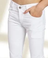 Elegant White Denim Solid Mid-Rise Jeans For Men-thumb3