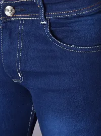 Classic Blue Cotton Solid Jeans For Men-thumb2