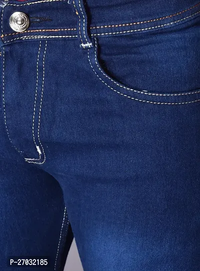 Classic Blue Cotton Solid Jeans For Men-thumb3