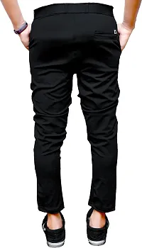 Mevan Comfortable Black Polyester Spandex Regular Track Pants For Men-thumb1