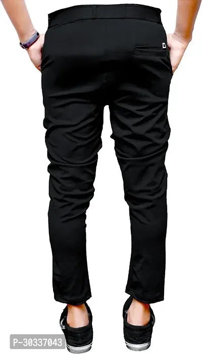 Mevan Comfortable Black Polyester Spandex Regular Track Pants For Men-thumb2