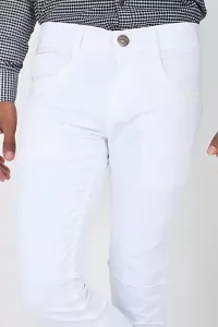 Stylish White Denim Solid Regular Fit Jeans For Men-thumb3