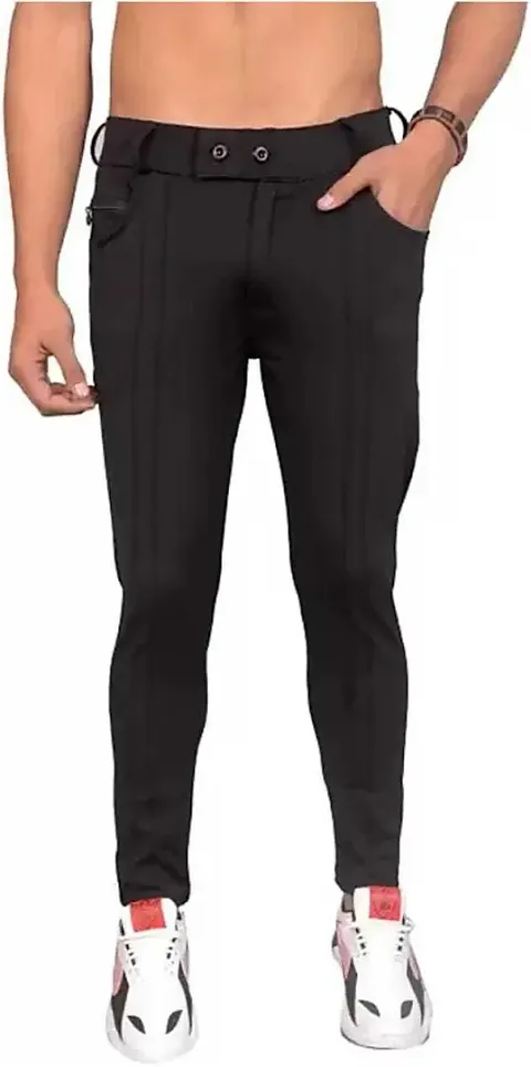 Mevan Stylish Lycra Blend Solid Regular Fit Trouser For Men