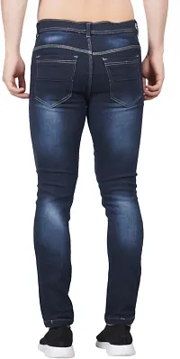 Stylish Blue Cotton Blend Solid Mid-Rise Jeans For Men-thumb1