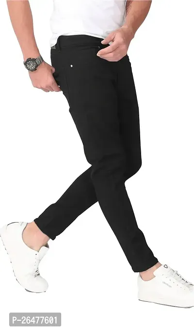 Stylish Black Cotton Blend Mid-Rise Jeans For Men-thumb4