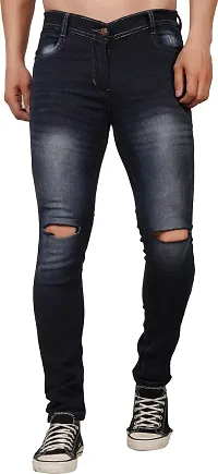 Men Slim Knee Cut Jeans