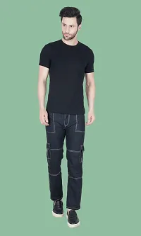 Stylish Black Denim Solid Jeans For Men-thumb2