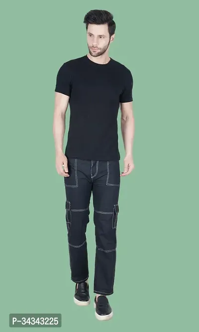 Stylish Black Denim Solid Jeans For Men-thumb3