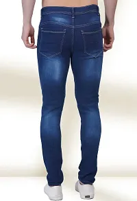 Elegant Blue Denim Distress Mid-Rise Jeans For Men-thumb1