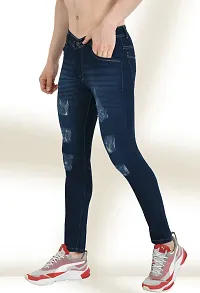 Elegant Blue Denim Distress Mid-Rise Jeans For Men-thumb3