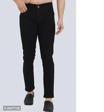 Stylish Black Denim Mid-Rise Jeans For Men-thumb0