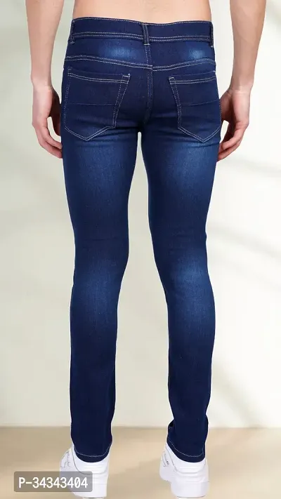 Stylish Blue Denim Solid Jeans For Men-thumb2