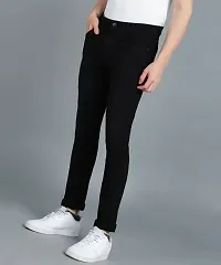 Stylish Black Cotton Blend Solid Mid-Rise Jeans For Men-thumb1