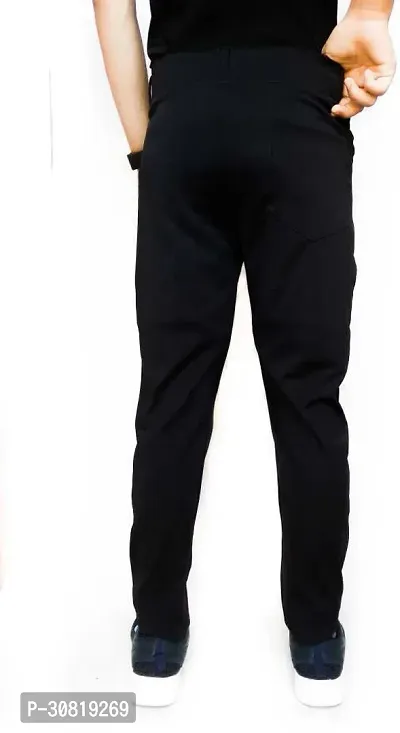 Mevan Stylish Black Polyester Solid Regular Fit Trouser For Men-thumb2