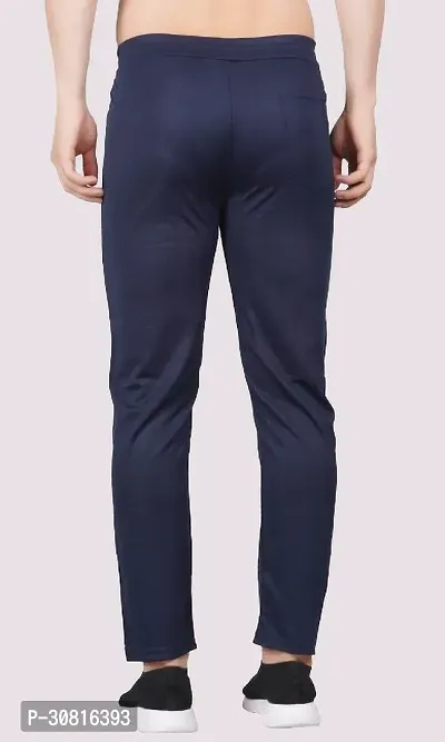 Stylish Blue Lycra Blend Regular Track Pants for Men-thumb2