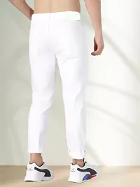 Stylish White Denim Solid Regular Fit Jeans For Men-thumb1