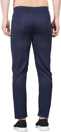 Stylish Blue Polyester Spandex Solid Regular Track Pant For Men-thumb1