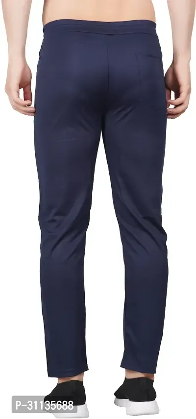 Stylish Blue Polyester Spandex Solid Regular Track Pant For Men-thumb2