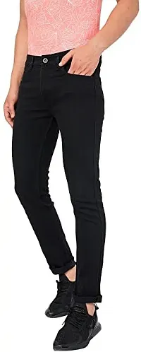 Stylish Black Cotton Blend Mid-Rise Jeans For Men-thumb1