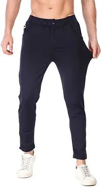 Mevan Stylish Black Lycra Blend Solid Regular Fit Trouser For Men-thumb1