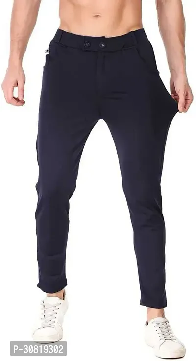 Mevan Stylish Black Lycra Blend Solid Regular Fit Trouser For Men-thumb2