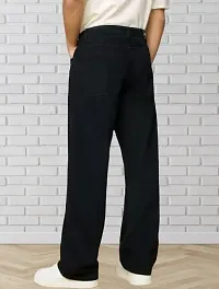 Stylish Black Denim Solid Jeans For Men-thumb1