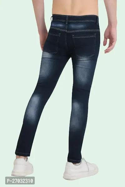 Classic Blue Cotton Blend Solid Jeans For Men-thumb2