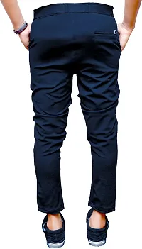 Mevan Stylish Blue Lycra Blend Solid Regular Fit Trouser For Men-thumb1