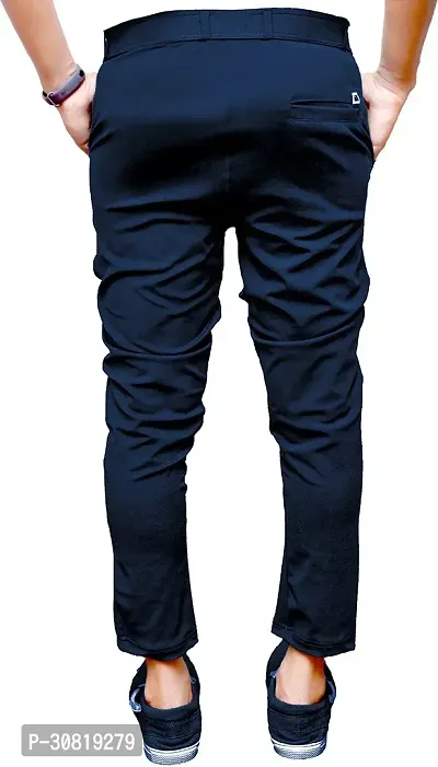 Mevan Stylish Blue Lycra Blend Solid Regular Fit Trouser For Men-thumb2