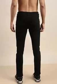 Stylish Black Denim Solid Regular Fit Jeans For Men-thumb1