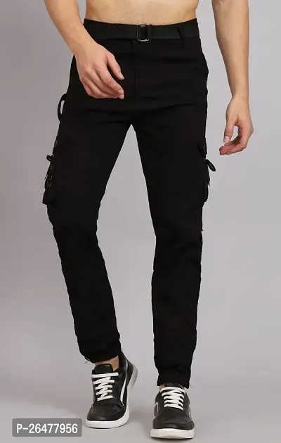 Stylish Black Cotton Blend Mid-Rise Jeans For Men